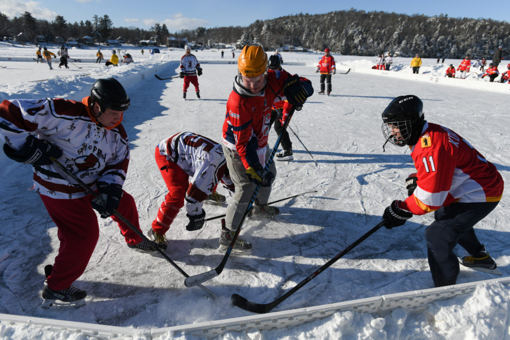 Yaroslavl Bear Hockey Team Plays in the Lake Champlain Pond Hockey Tournament Colchester Vermont